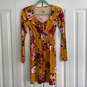 Floral Long Sleeve Dress Great Colors for Fall!